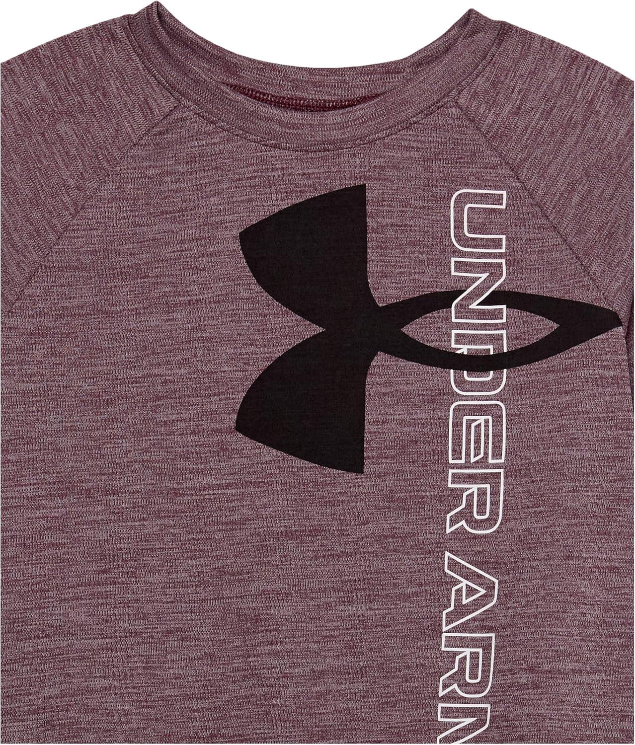 imageUnder Armour Boys Tech Split Logo Hybrid ShortSleeve TShirt603 Dark Maroon Light Heather   White