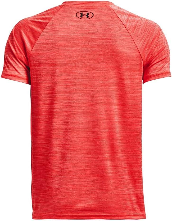 imageUnder Armour Boys Tech Split Logo Hybrid ShortSleeve TShirt810 Bolt Red   Black