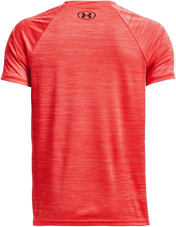imageUnder Armour Boys Tech Split Logo Hybrid ShortSleeve TShirt810 Bolt Red   Black