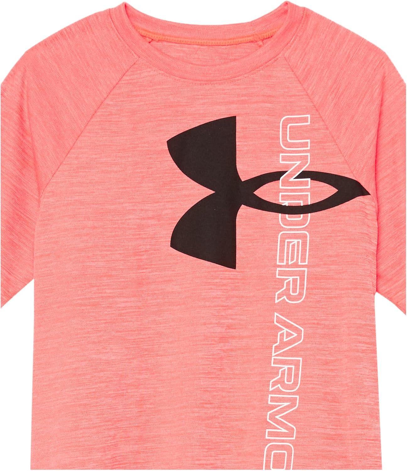 imageUnder Armour Boys Tech Split Logo Hybrid ShortSleeve TShirt820 Rush Red Light Heather   White