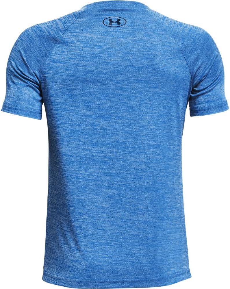 imageUnder Armour Boys Tech Split Logo Hybrid ShortSleeve TShirtBlue Circuit 436Academy Blue