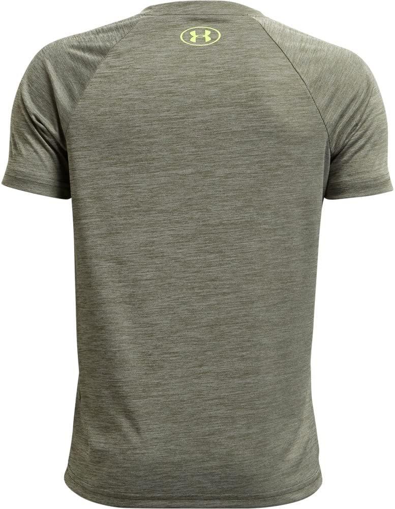 imageUnder Armour Boys Tech Split Logo Hybrid ShortSleeve TShirtMarine Od Green 390Pale Moonlight