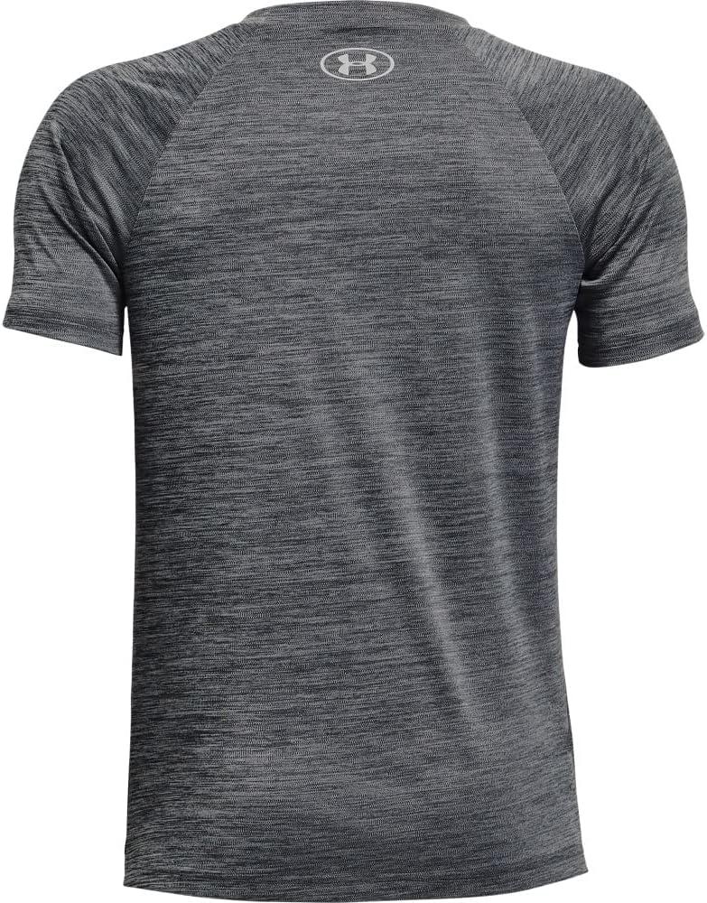 imageUnder Armour Boys Tech Split Logo Hybrid ShortSleeve TShirtPitch Gray 012Matcha Green