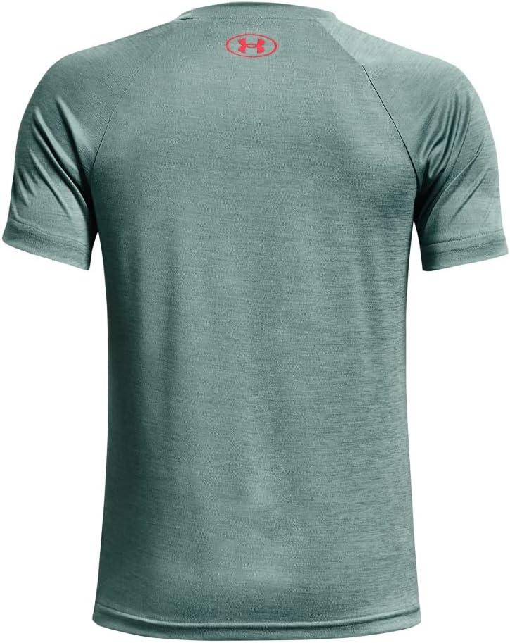 imageUnder Armour Boys Tech Split Logo Hybrid ShortSleeve TShirtRetro Teal 391Black