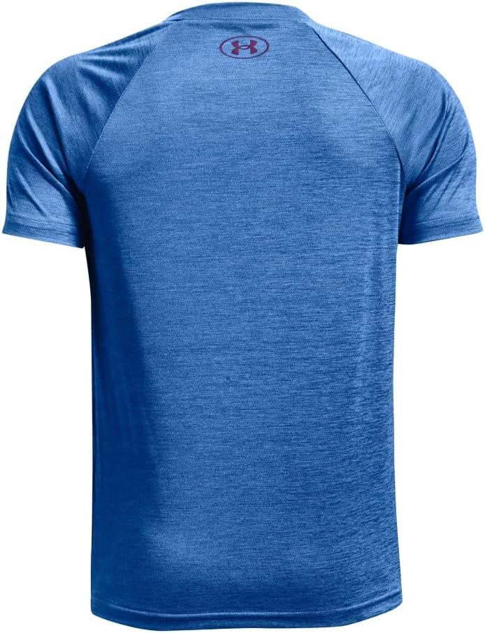 imageUnder Armour Boys Tech Split Logo Hybrid ShortSleeve TShirtVictory Blue 474Beta