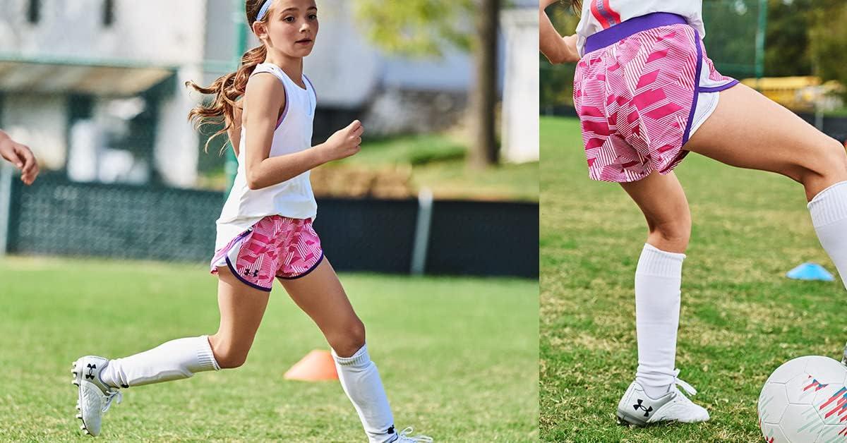 imageUnder Armour Girls Fly By 3 quot Shorts426 Varsity Blue   White