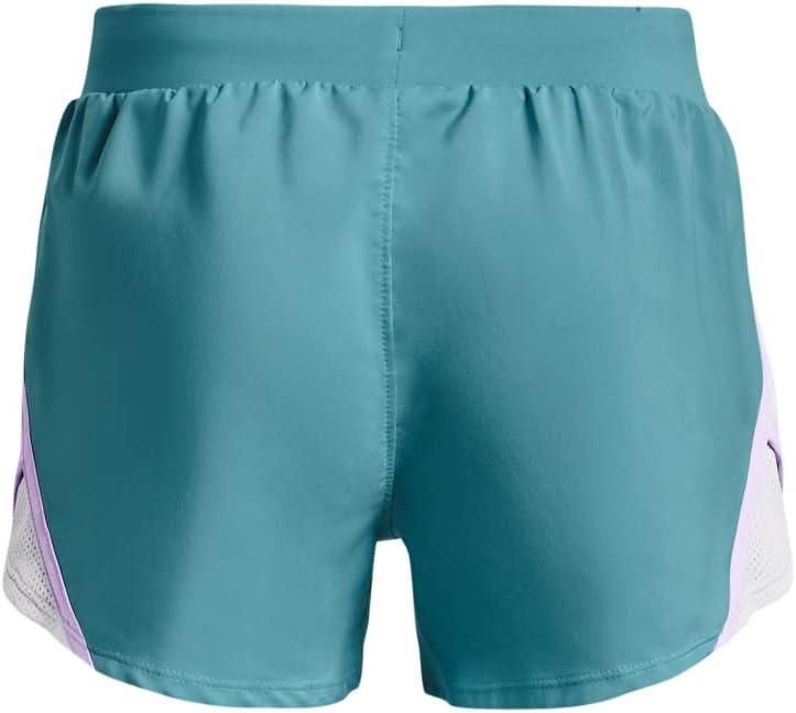 imageUnder Armour Girls Fly By 3 quot Shorts433 Glacier Blue  Nebula Purple  Sonar Blue