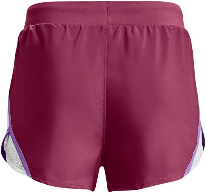 imageUnder Armour Girls Fly By 3 quot Shorts635 Charged Cherry  Digi Purple  Orange Tropic
