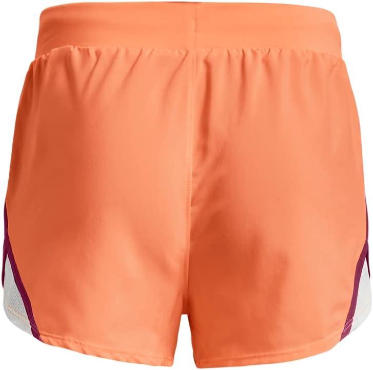 imageUnder Armour Girls Fly By 3 quot Shorts906 Orange Tropic  Charged Cherry  After Burn