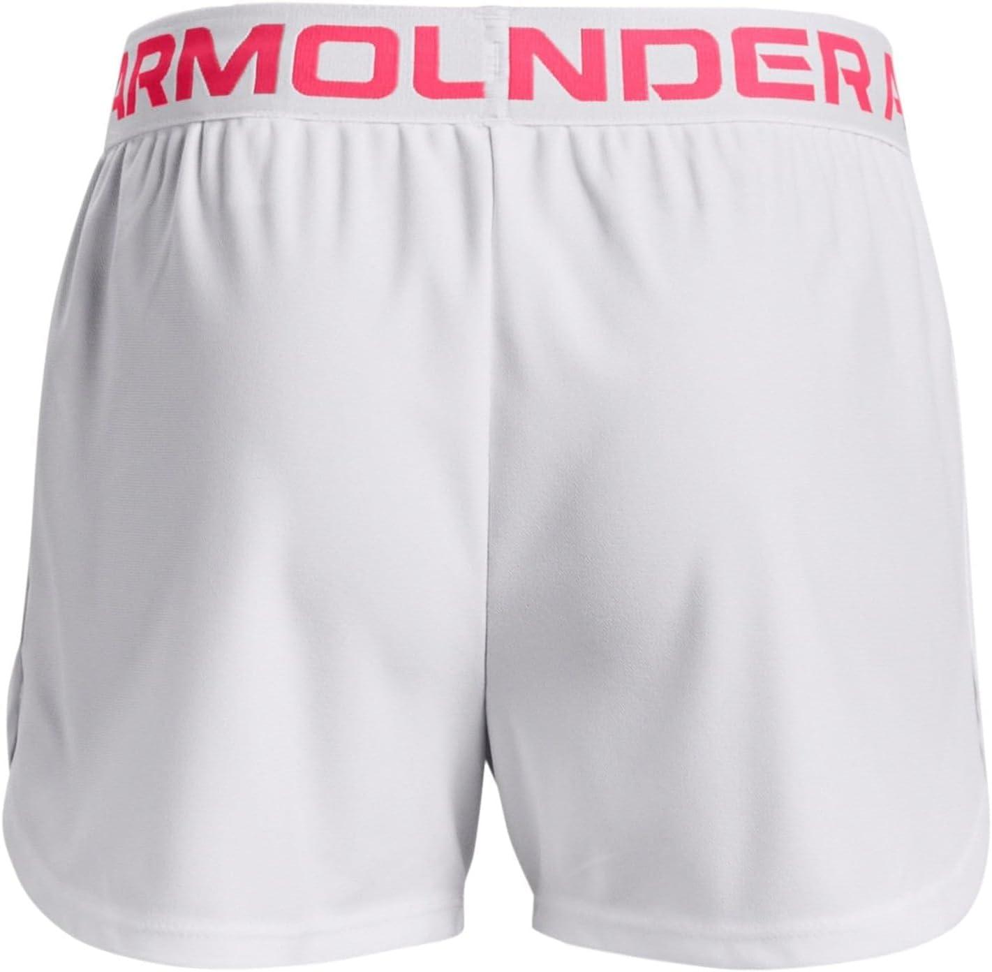 imageUnder Armour Girls Play Up Solid Shorts100 White  Pink Shock  Pink Shock