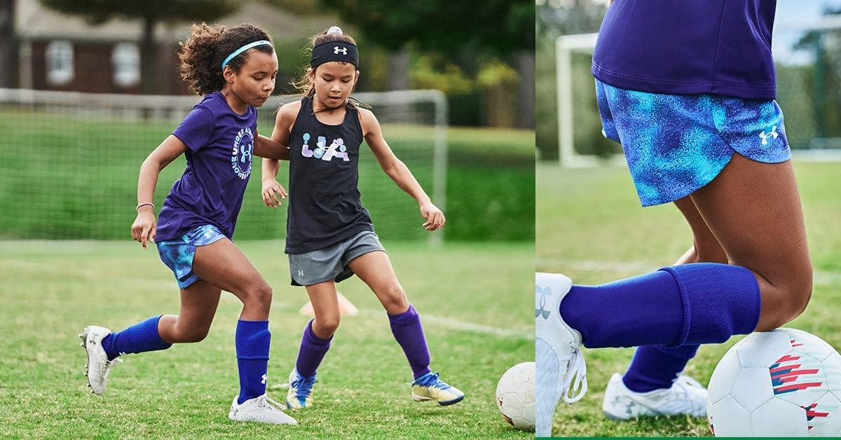 imageUnder Armour Girls Play Up Solid ShortsNeptune 369Pink Lemonade
