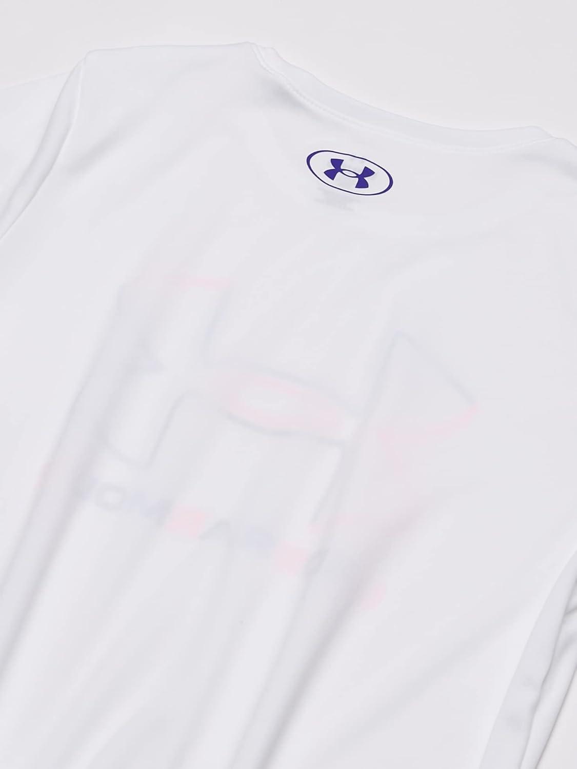 imageUnder Armour Girls Tech Big Logo Short Sleeve TShirt101 White   Brilliant Violet