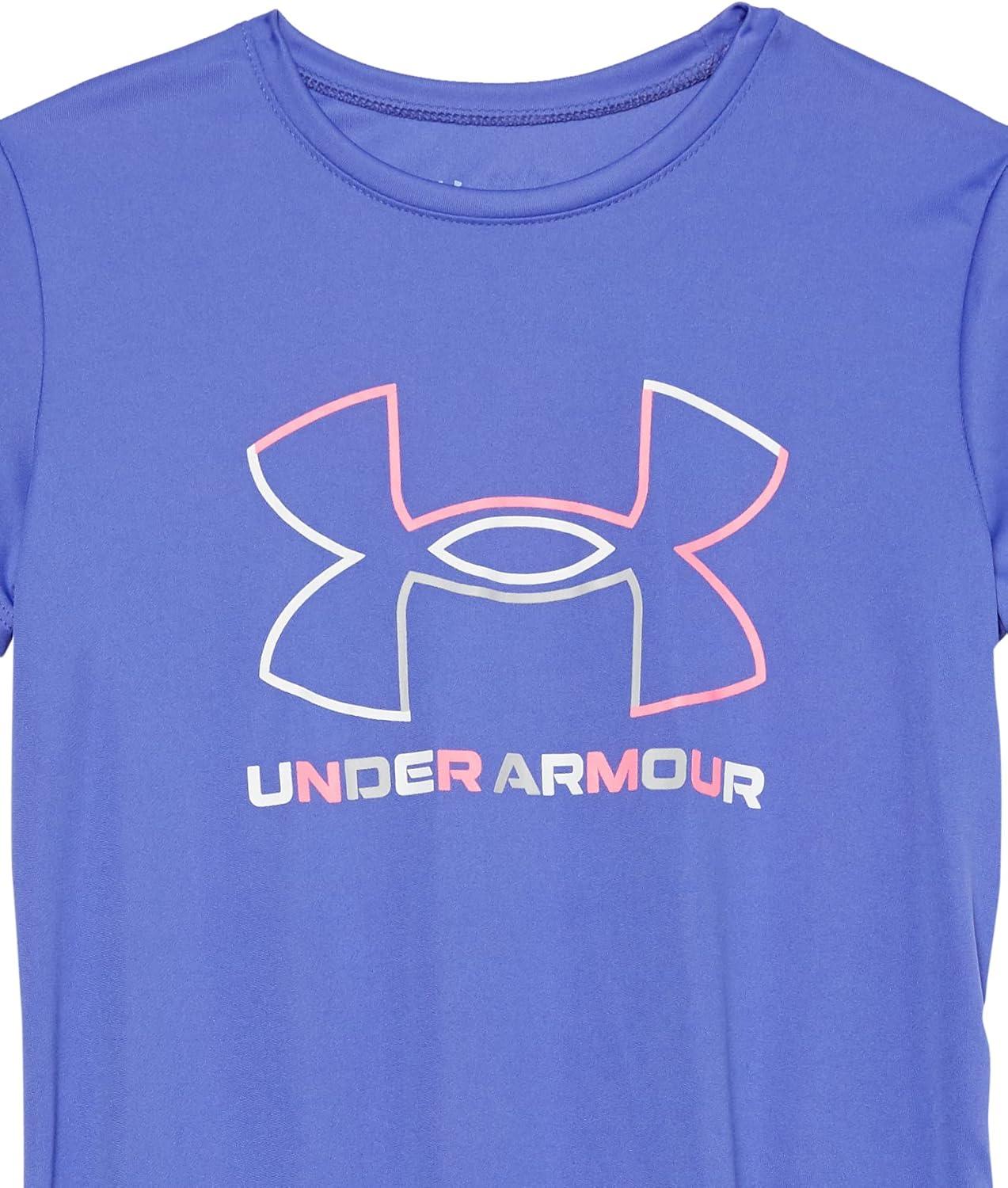 imageUnder Armour Girls Tech Big Logo Short Sleeve TShirt184 Brilliant Violet   Pink Punk