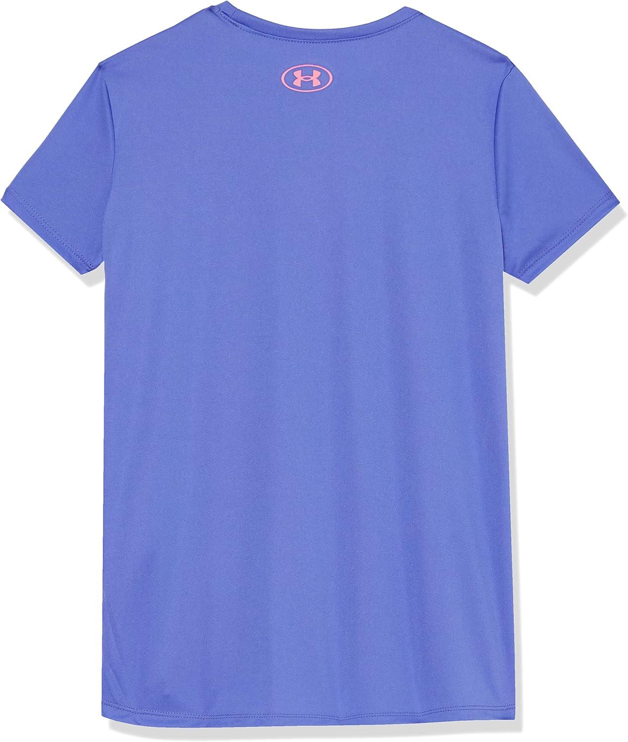 imageUnder Armour Girls Tech Big Logo Short Sleeve TShirt184 Brilliant Violet   Pink Punk