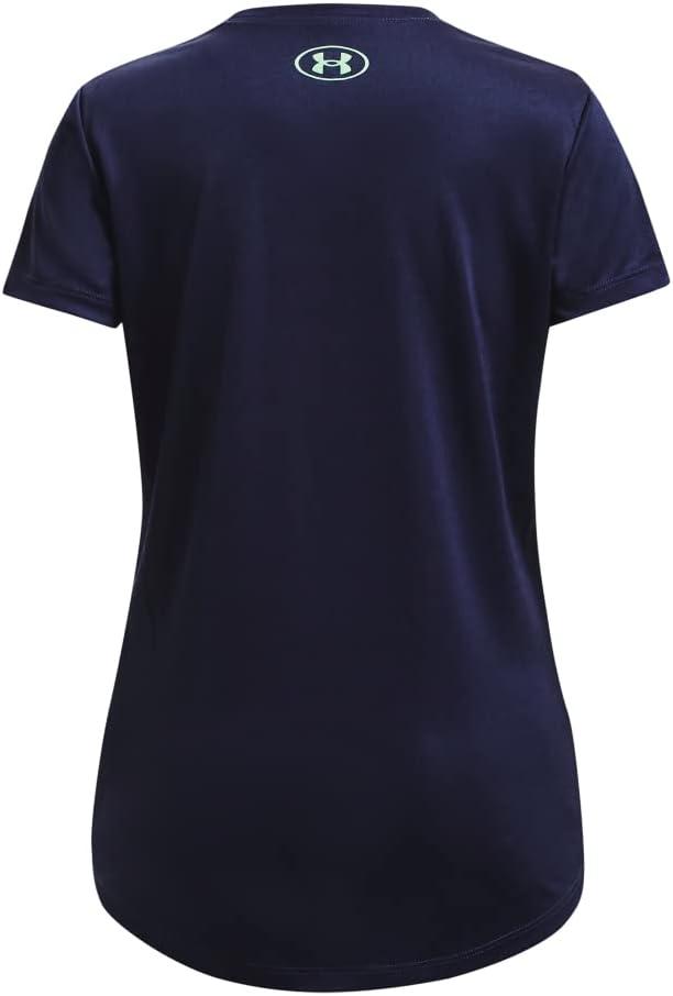 imageUnder Armour Girls Tech Big Logo Short Sleeve TShirt410 Midnight Navy   Antifreeze