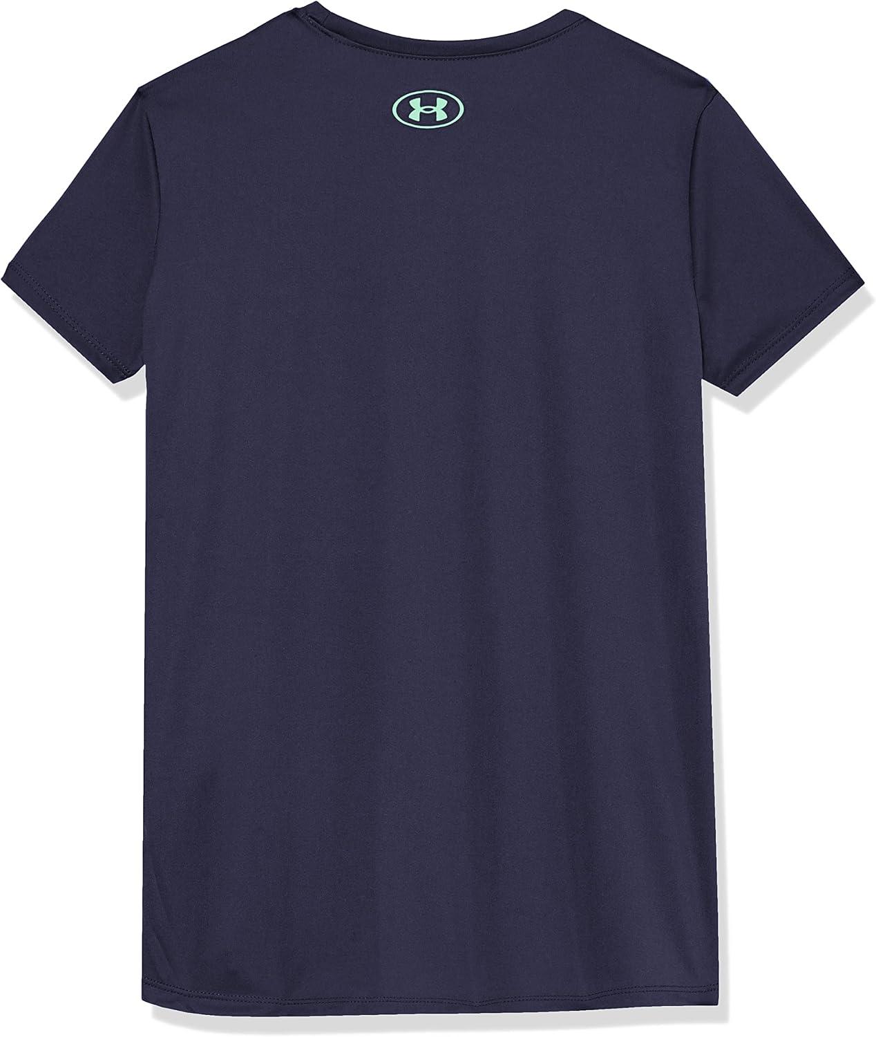 imageUnder Armour Girls Tech Big Logo Short Sleeve TShirt410 Midnight Navy   Antifreeze