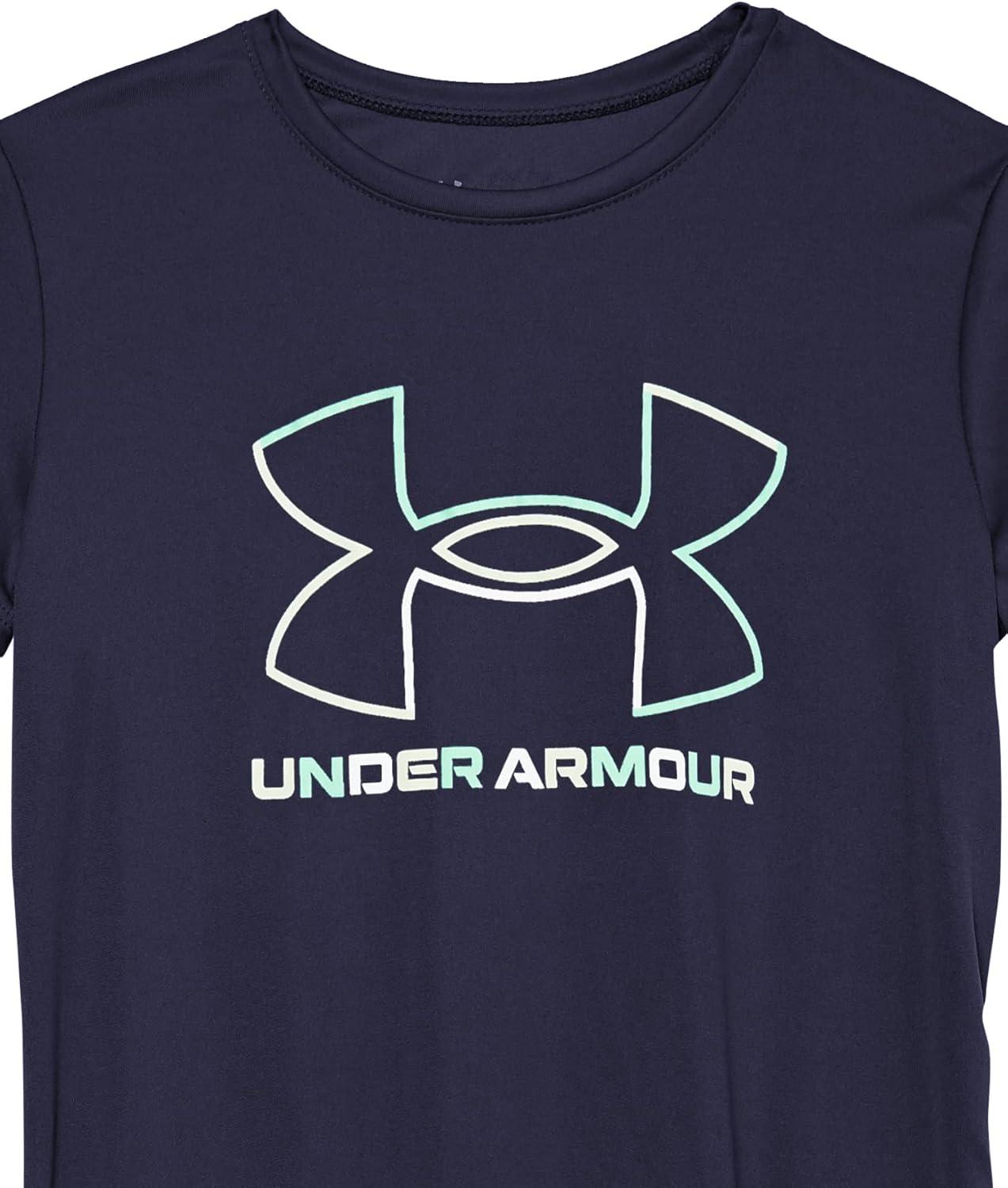 imageUnder Armour Girls Tech Big Logo Short Sleeve TShirt410 Midnight Navy   Antifreeze