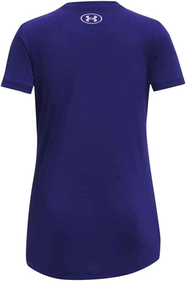 imageUnder Armour Girls Tech Big Logo Short Sleeve TShirt468 Sonar Blue  Nebula Purple  Glacier Blue
