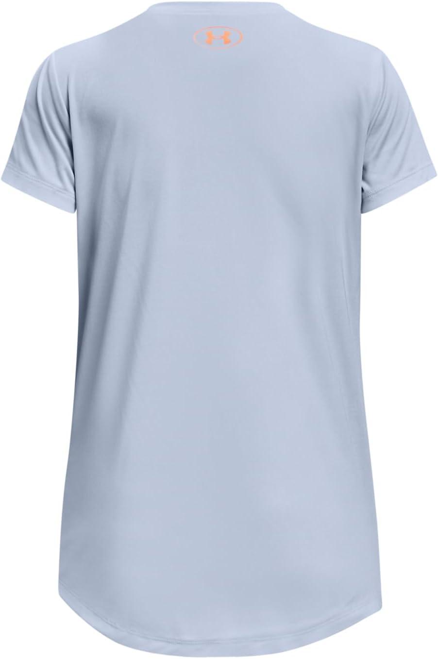 imageUnder Armour Girls Tech Big Logo Short Sleeve TShirt706 Oxford Blue   Afterglow