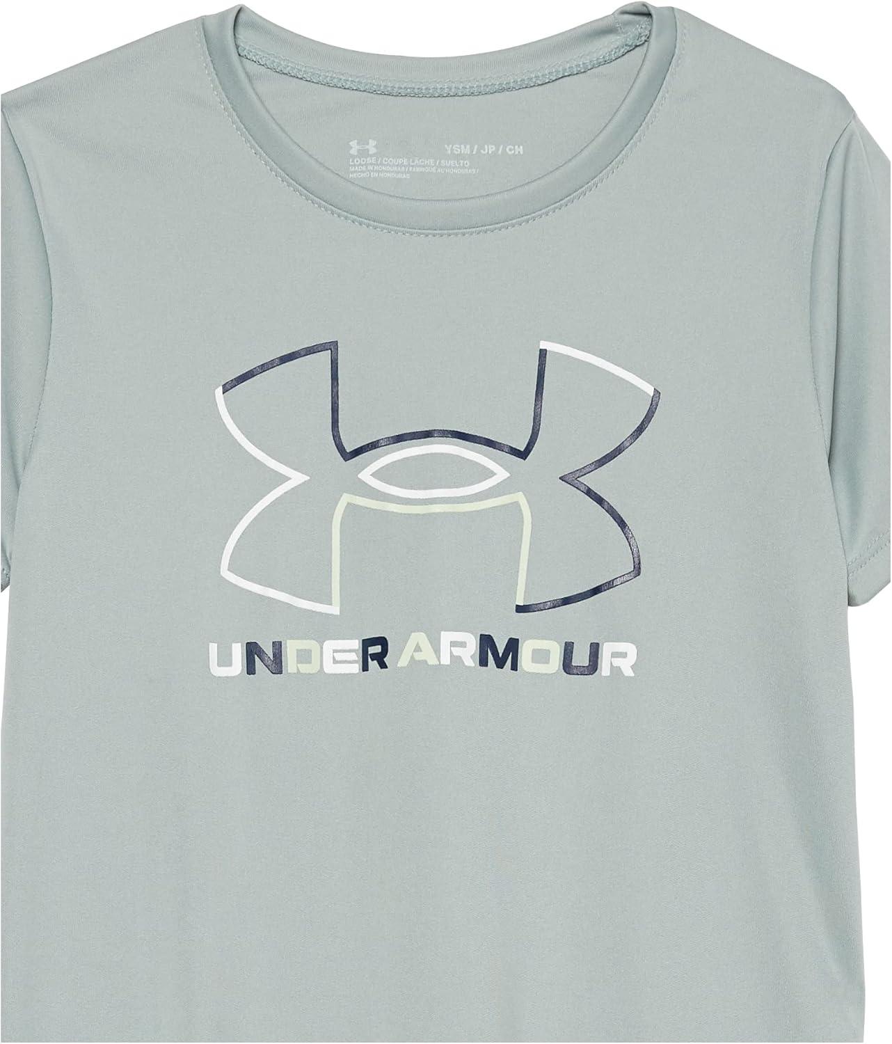 imageUnder Armour Girls Tech Big Logo Short Sleeve TShirt781 Opal Green   Midnight Navy