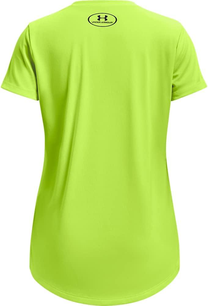 imageUnder Armour Girls Tech Big Logo Short Sleeve TShirtHighvis Yellow 731Purple Zest