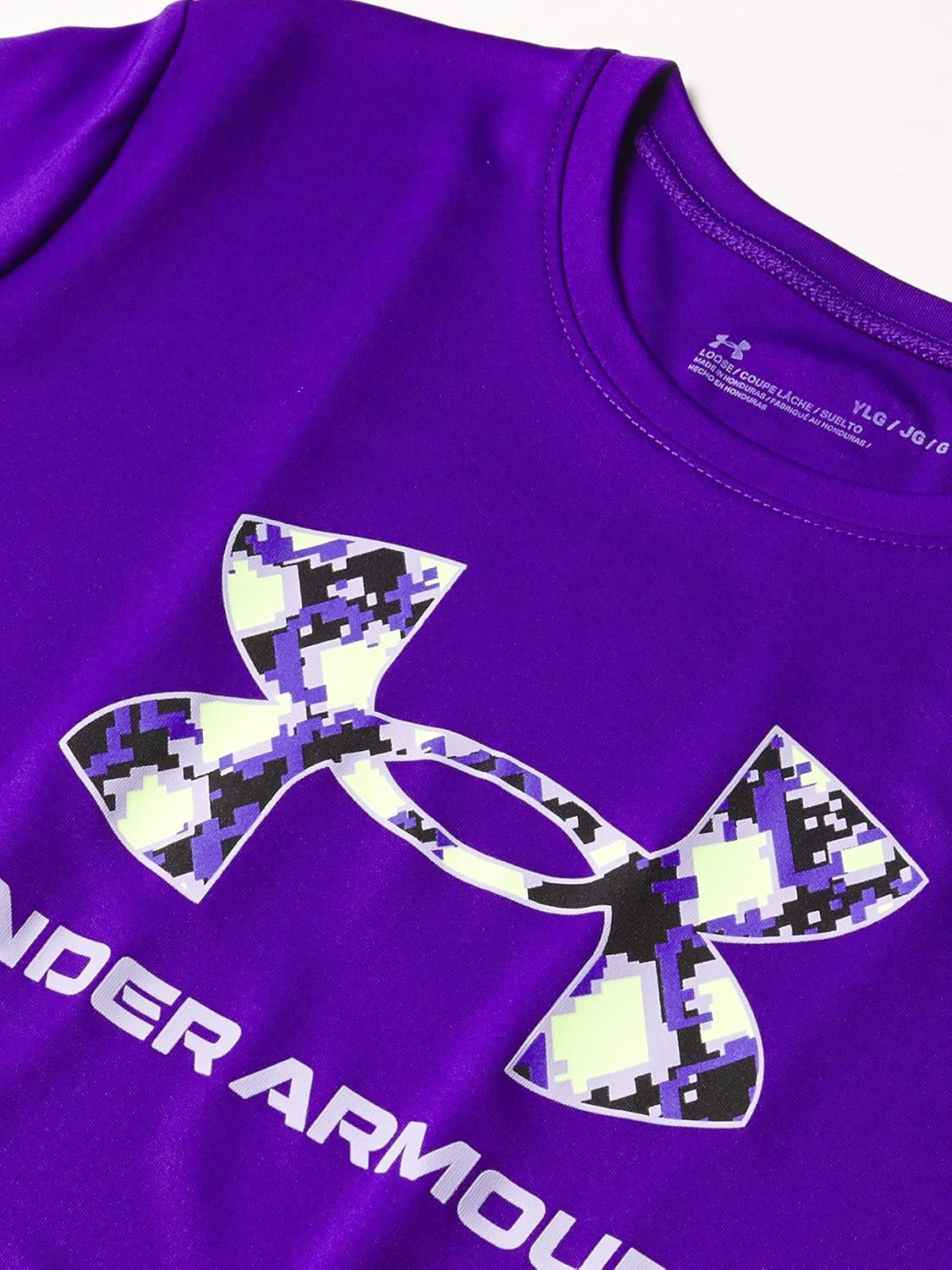 imageUnder Armour Girls Tech Big Logo Short Sleeve TShirtPurple Zest 754Pale Moonlight