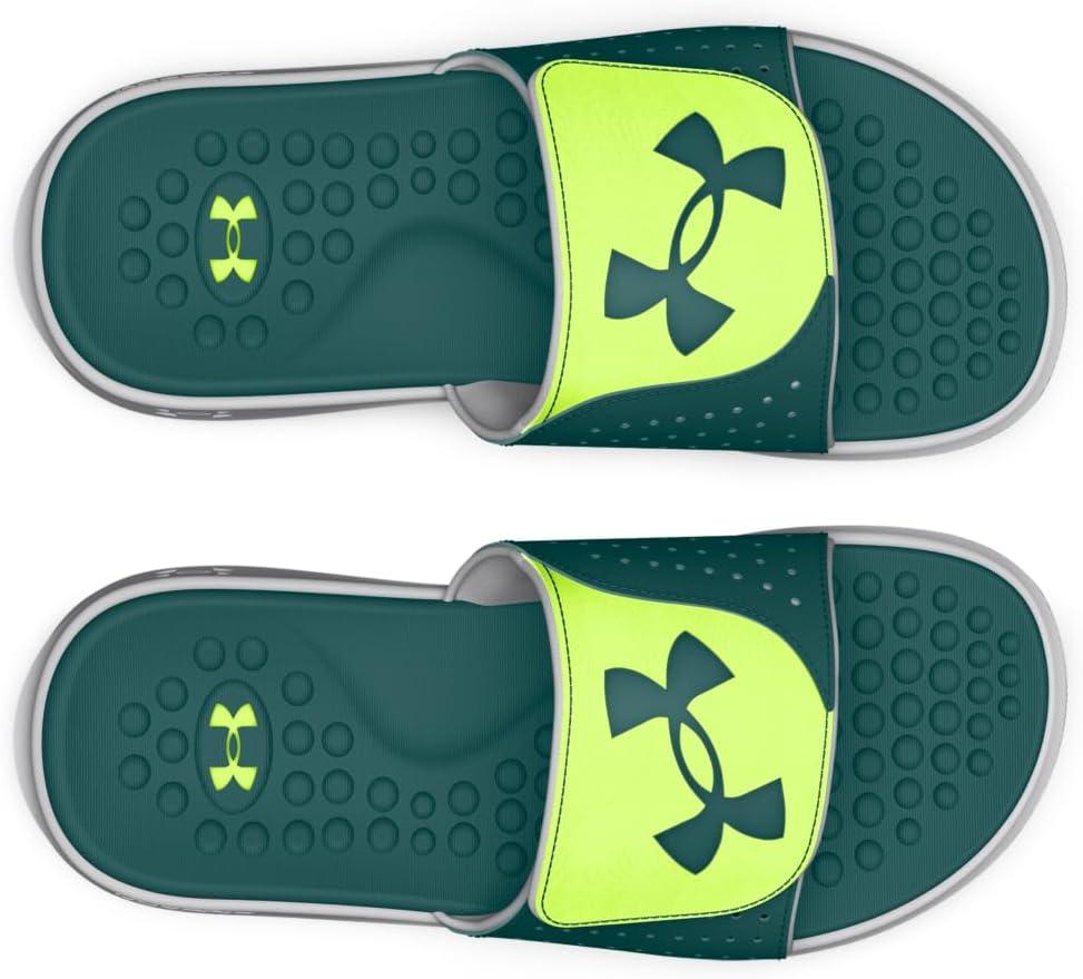 imageUnder Armour Kids Ignite Pro Slide Sandal104 Mod GrayHighvis YellowHydro Teal