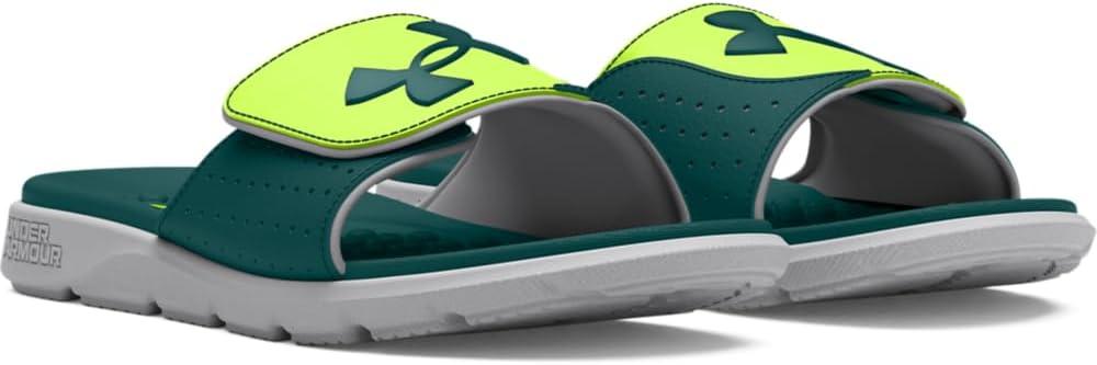 imageUnder Armour Kids Ignite Pro Slide Sandal104 Mod GrayHighvis YellowHydro Teal