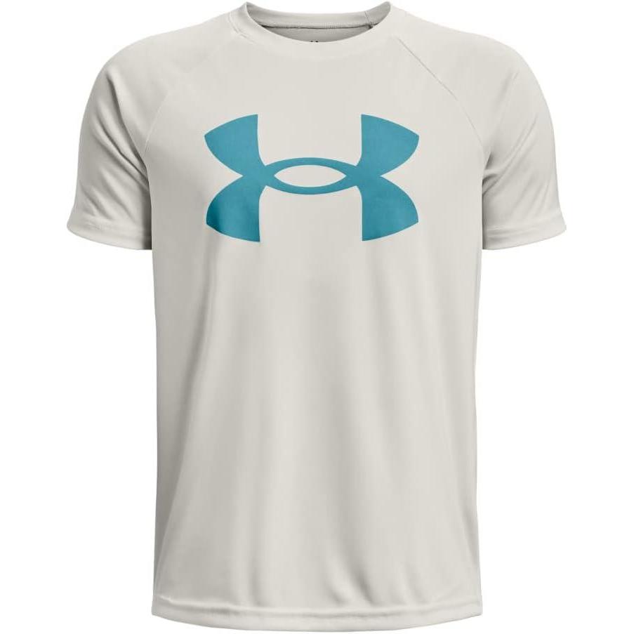 imageUnder Armour Boys Tech Big Logo Short Sleeve TShirt006 Gray Mist   Glacier Blue