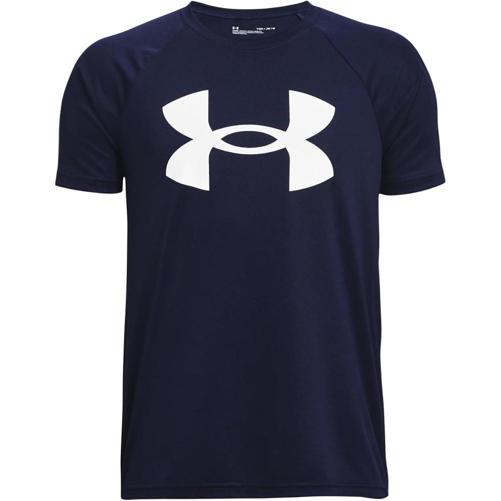 imageUnder Armour Boys Tech Big Logo Short Sleeve TShirt410 Midnight Navy   White