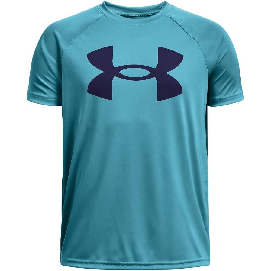 imageUnder Armour Boys Tech Big Logo Short Sleeve TShirt433 Glacier Blue   Sonar Blue