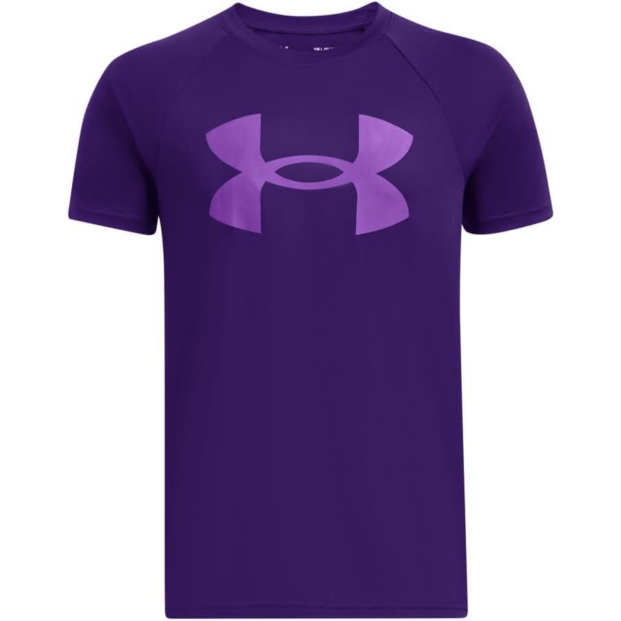 imageUnder Armour Boys Tech Big Logo Short Sleeve TShirt500 Purple   Lavish