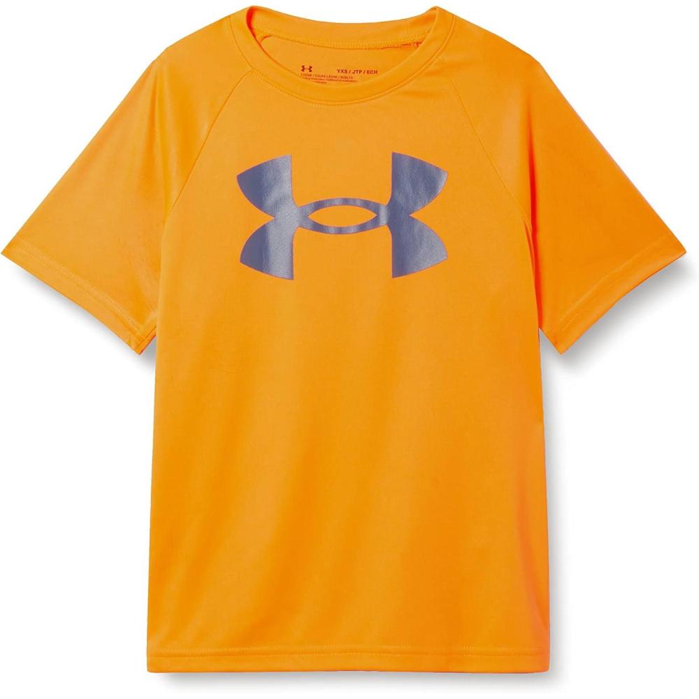 imageUnder Armour Boys Tech Big Logo Short Sleeve TShirtBlaze Orange 826Utility Blue