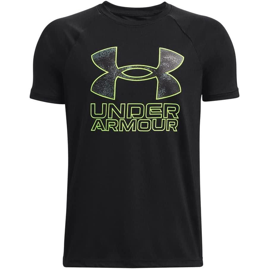 imageUnder Armour Boys Tech Hybrid Printed Fill ShortSleeve TShirt007 Black   Lime Surge
