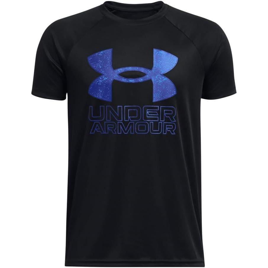 imageUnder Armour Boys Tech Hybrid Printed Fill ShortSleeve TShirt015 Black   Royal