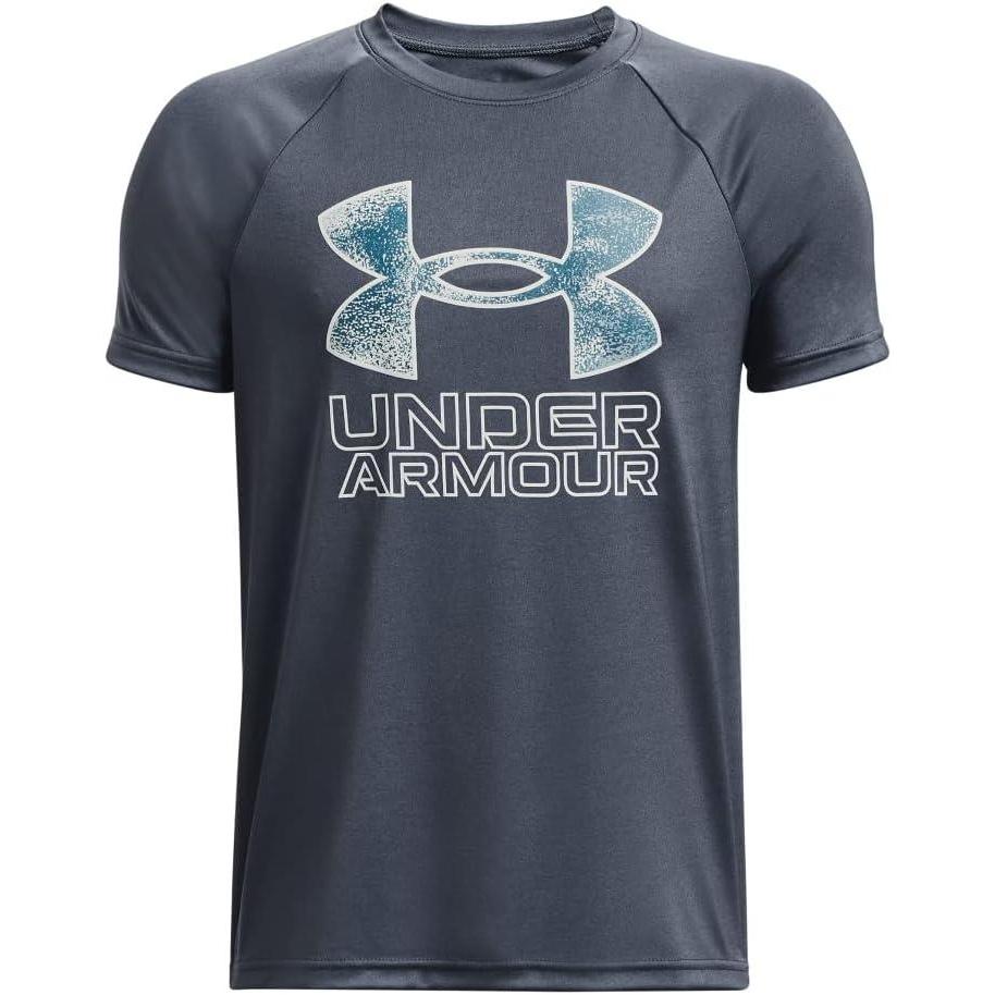 imageUnder Armour Boys Tech Hybrid Printed Fill ShortSleeve TShirt044 Downpour Gray   Gray Mist