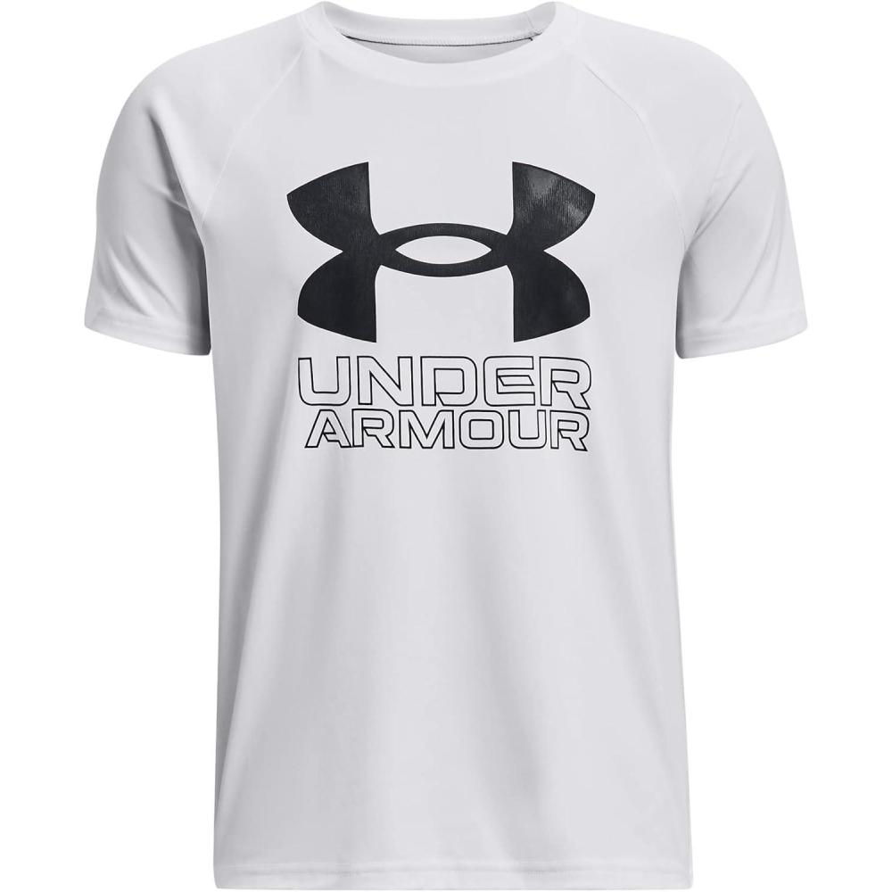 imageUnder Armour Boys Tech Hybrid Printed Fill ShortSleeve TShirt101 White   Black