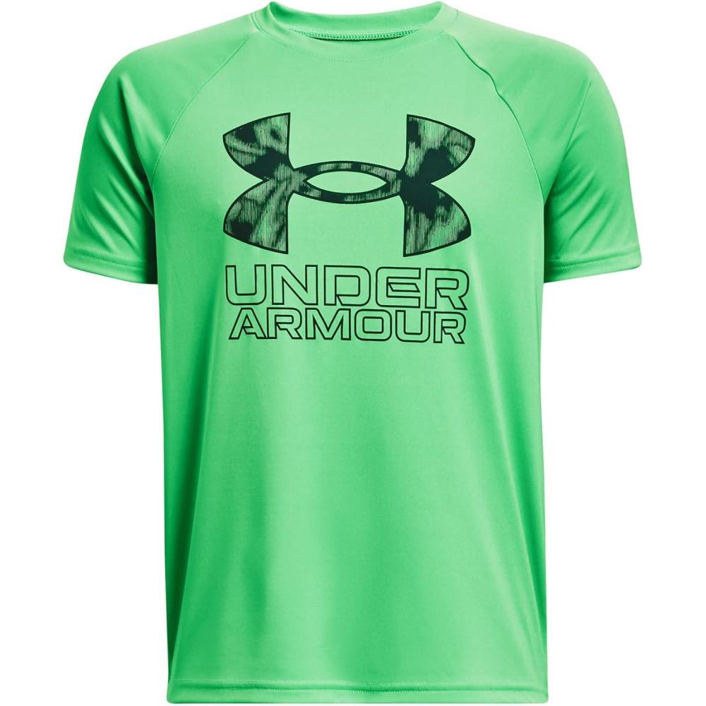 imageUnder Armour Boys Tech Hybrid Printed Fill ShortSleeve TShirt316 Green Screen   Greenwood