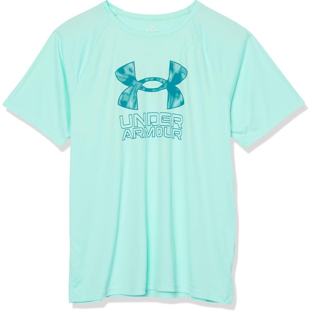 imageUnder Armour Boys Tech Hybrid Printed Fill ShortSleeve TShirt361 Neo Turquoise   Coastal Teal