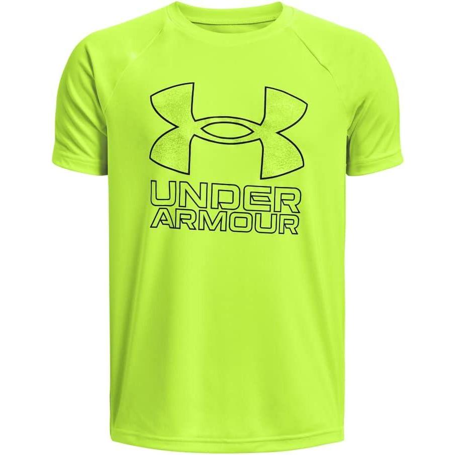 imageUnder Armour Boys Tech Hybrid Printed Fill ShortSleeve TShirt370 Lime Surge   Black