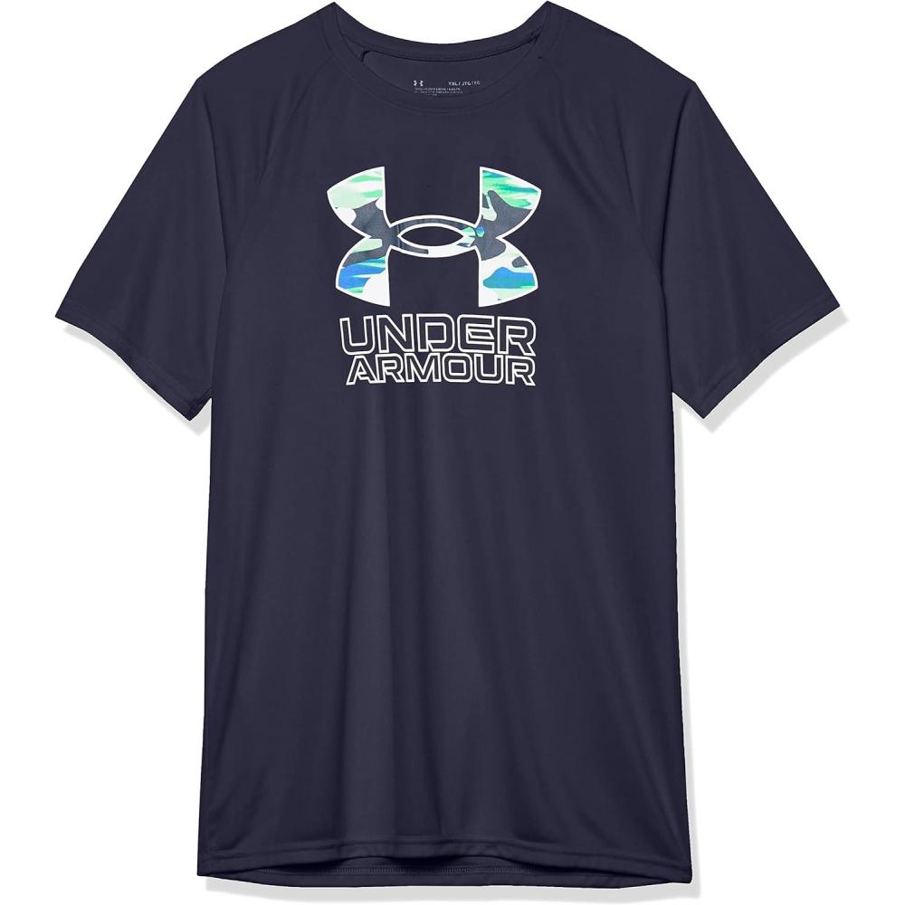 imageUnder Armour Boys Tech Hybrid Printed Fill ShortSleeve TShirt410 Midnight Navy   White