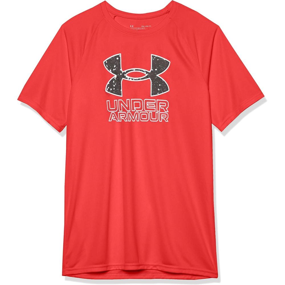 imageUnder Armour Boys Tech Hybrid Printed Fill ShortSleeve TShirt601 Red   Black