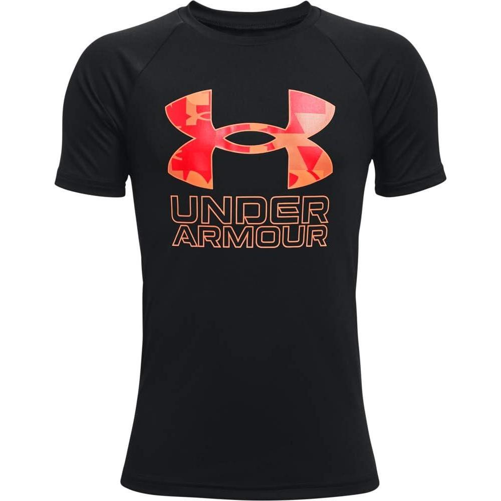 imageUnder Armour Boys Tech Hybrid Printed Fill ShortSleeve TShirtBlack 002Venom Red