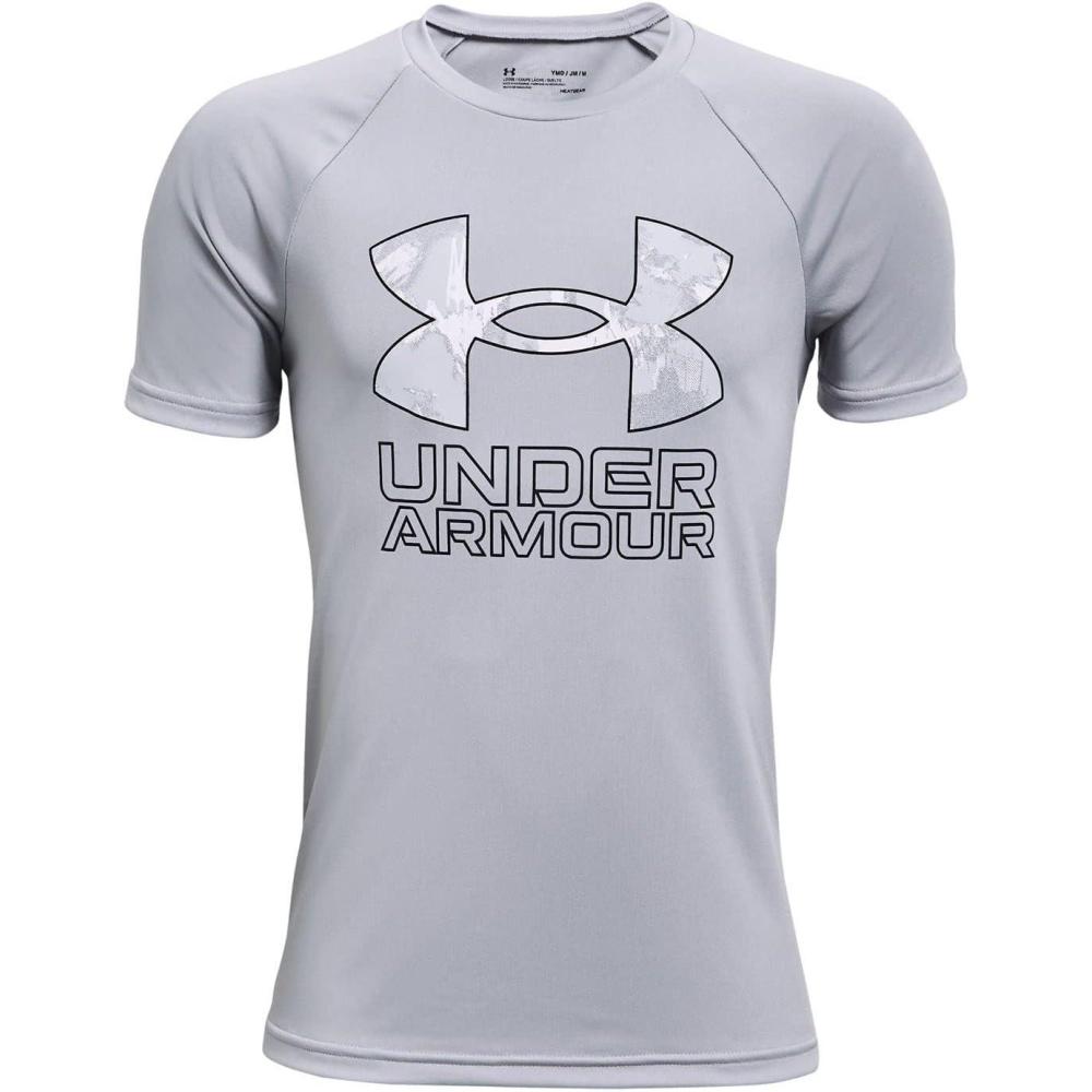 imageUnder Armour Boys Tech Hybrid Printed Fill ShortSleeve TShirtMod Gray 011Black