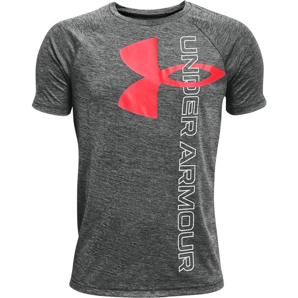 imageUnder Armour Boys Tech Split Logo Hybrid ShortSleeve TShirtBlack 002Beta