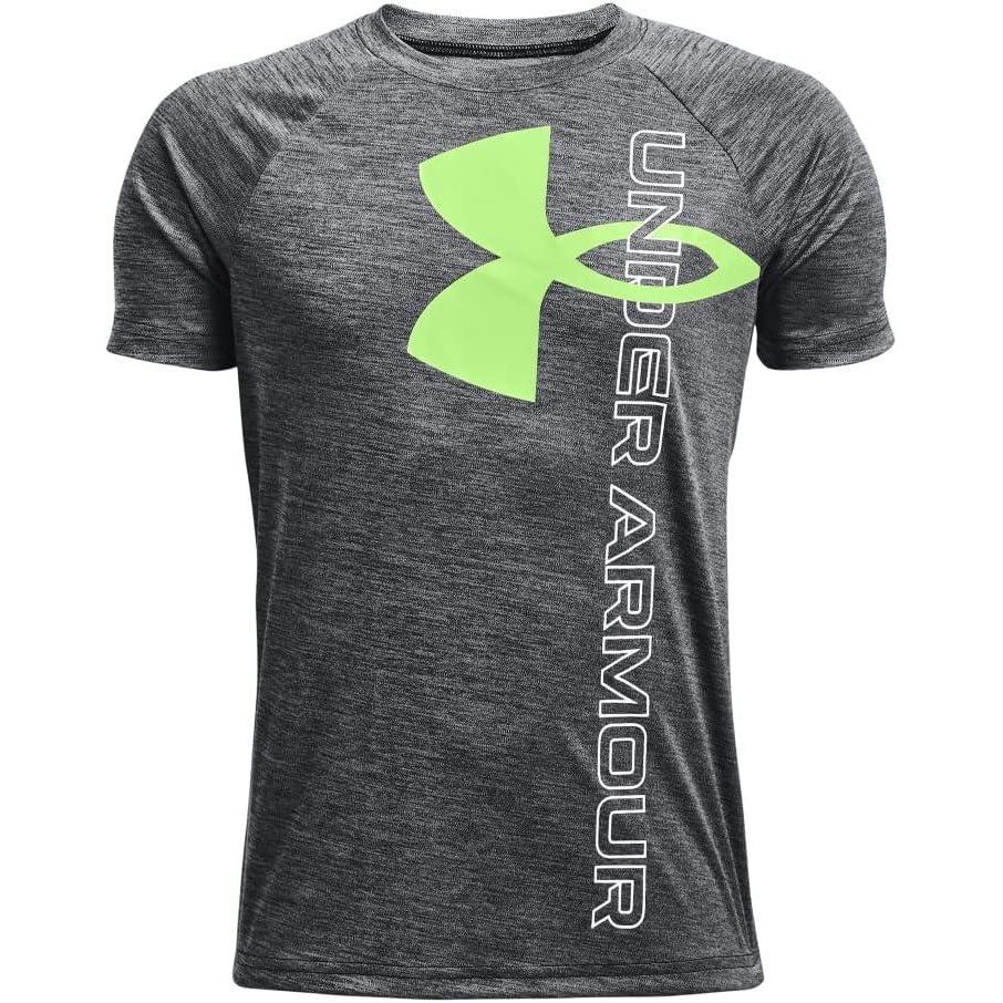 imageUnder Armour Boys Tech Split Logo Hybrid ShortSleeve TShirtBlack 003Hendrix