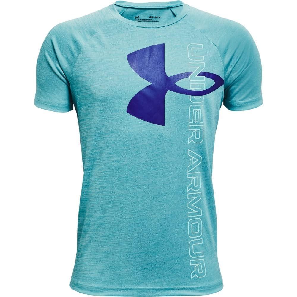 imageUnder Armour Boys Tech Split Logo Hybrid ShortSleeve TShirtCosmos 476Ultra Indigo