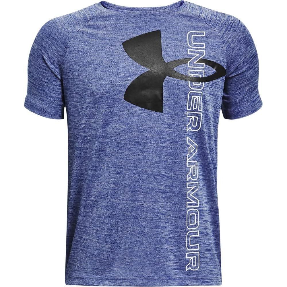 imageUnder Armour Boys Tech Split Logo Hybrid ShortSleeve TShirtRoyal Blue 400Black