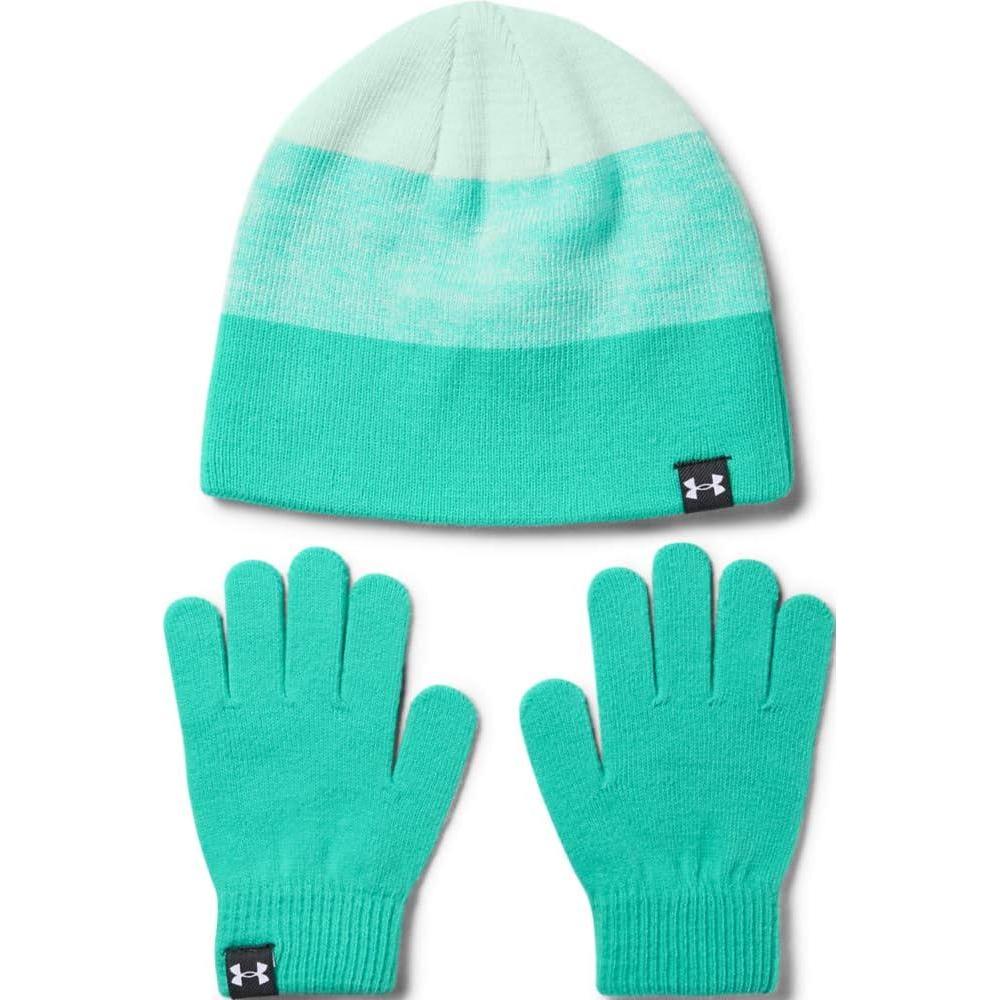 imageUnder Armour Girls Beanie Glove ComboComet Green 361White