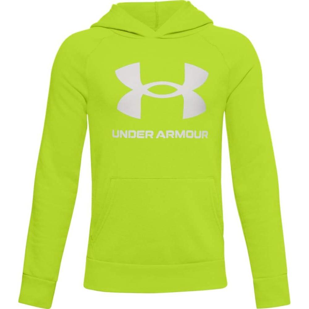 imageUnder Armour boys Rival Fleece HoodieGreen Citrine 394Onyx White